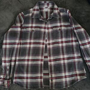 Men's Plaid Shirt - Gray and Red
